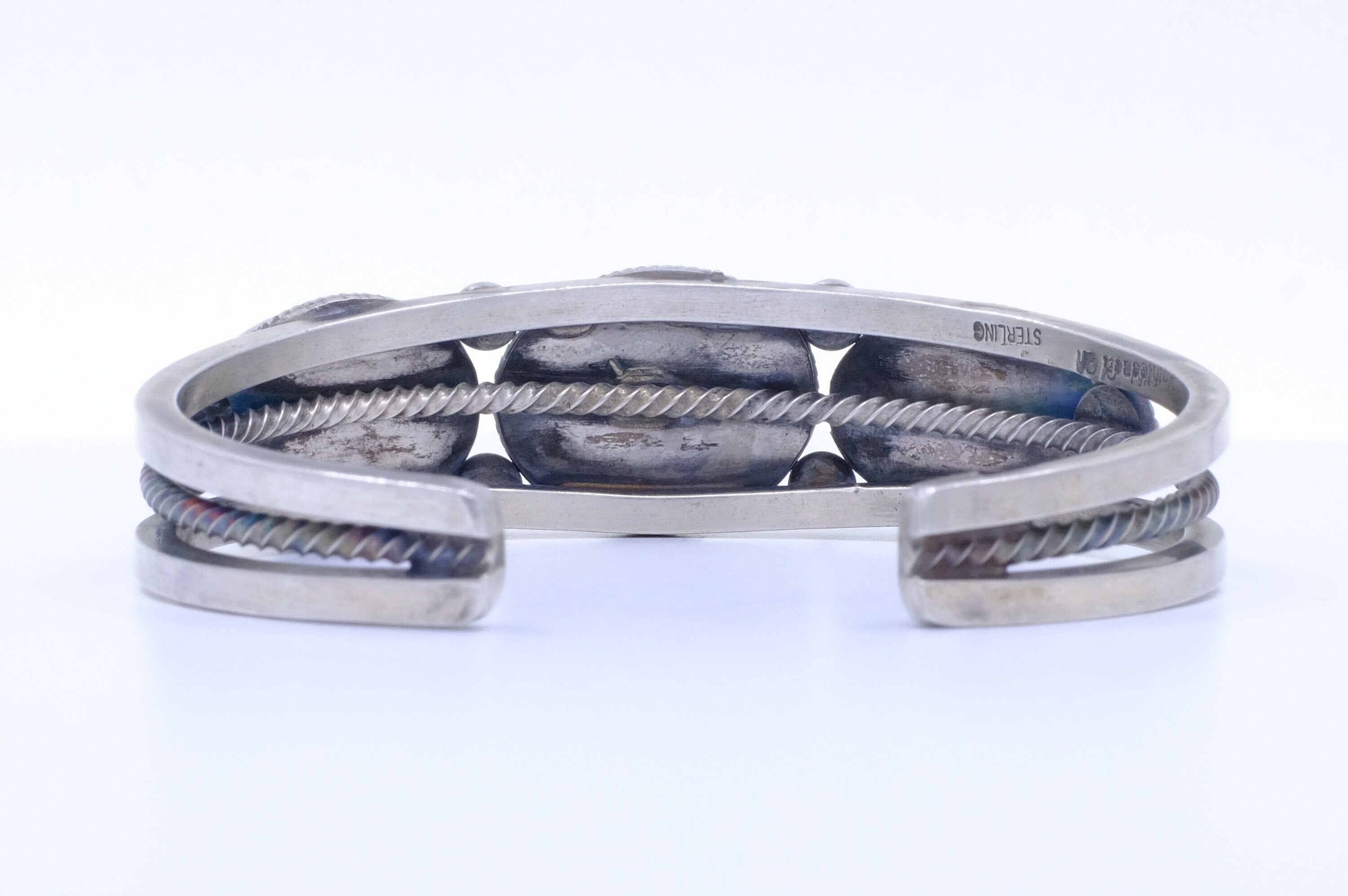 Sterling Silver Kingman Turquoise Kathleen Chavez Navajo Cuff Bracelet