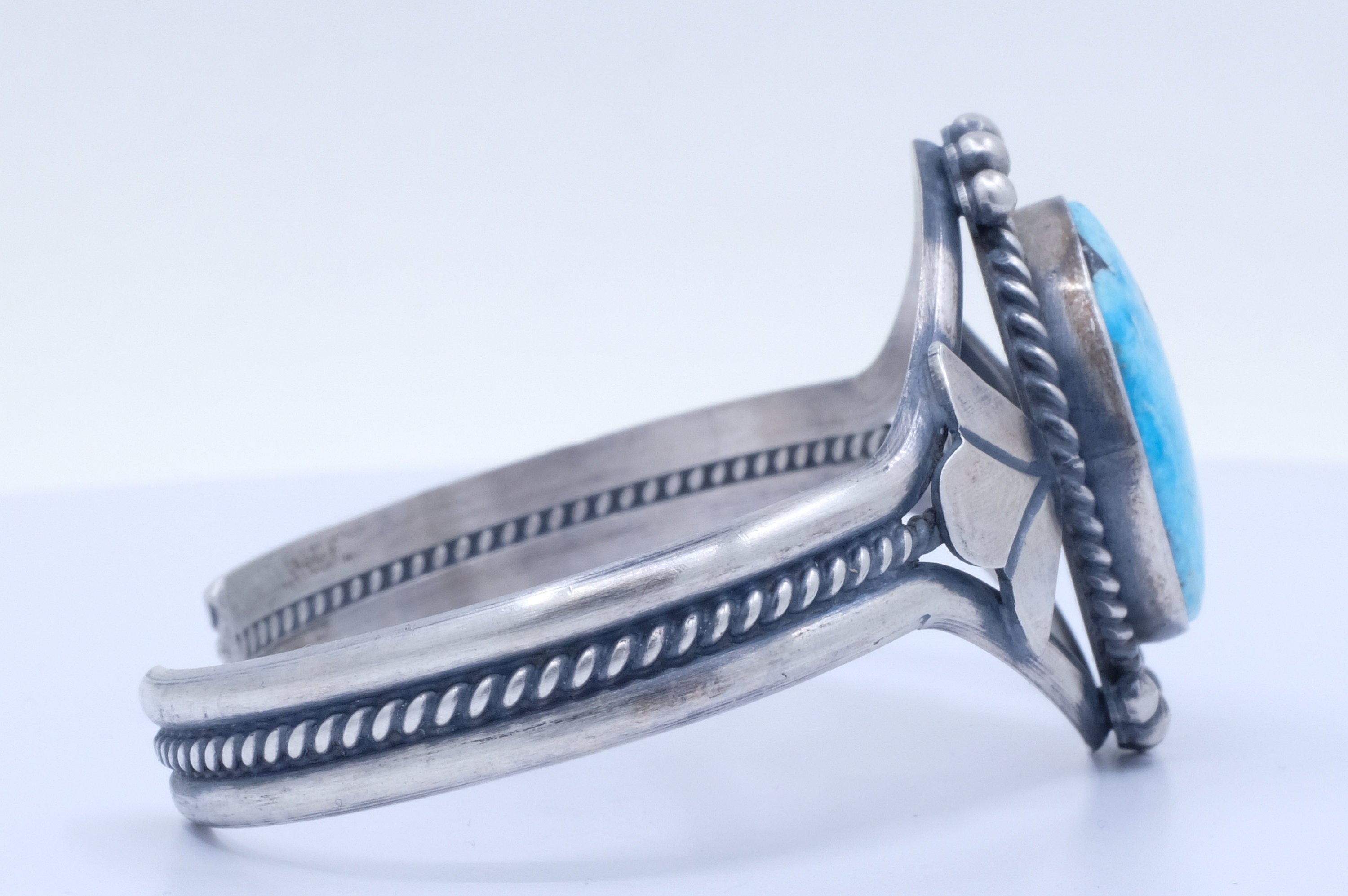 Sterling Silver Turquoise Mary Ann Spencer Navajo Cuff Bracelet