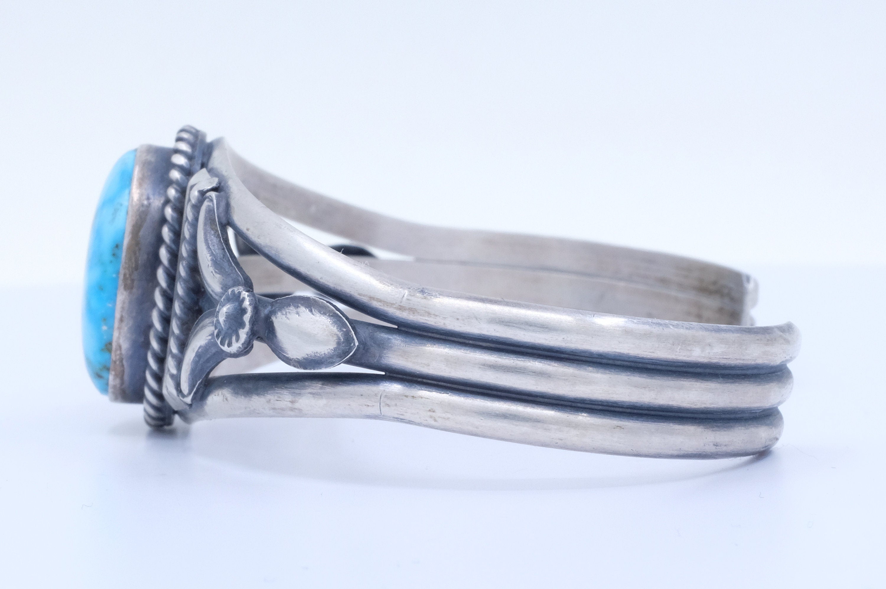 Sterling Silver Kingman Turquoise Mary Ann Spencer Navajo Cuff Bracelet