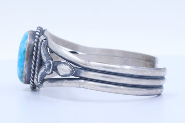 Sterling Silver Kingman Turquoise Mary Ann Spencer Navajo Cuff Bracelet