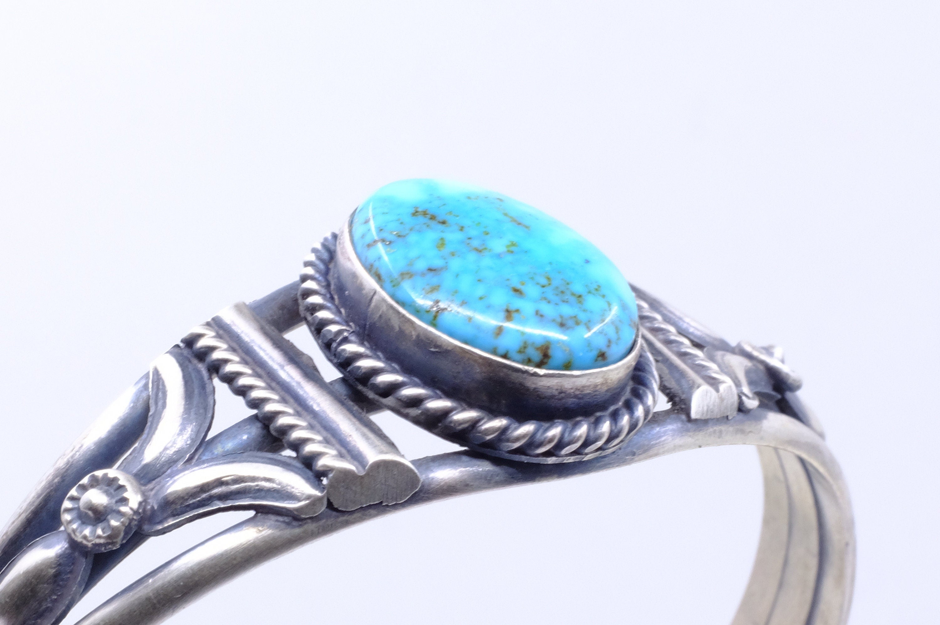 Sterling Silver Kingman Turquoise Mary Ann Spencer Navajo Cuff Bracelet