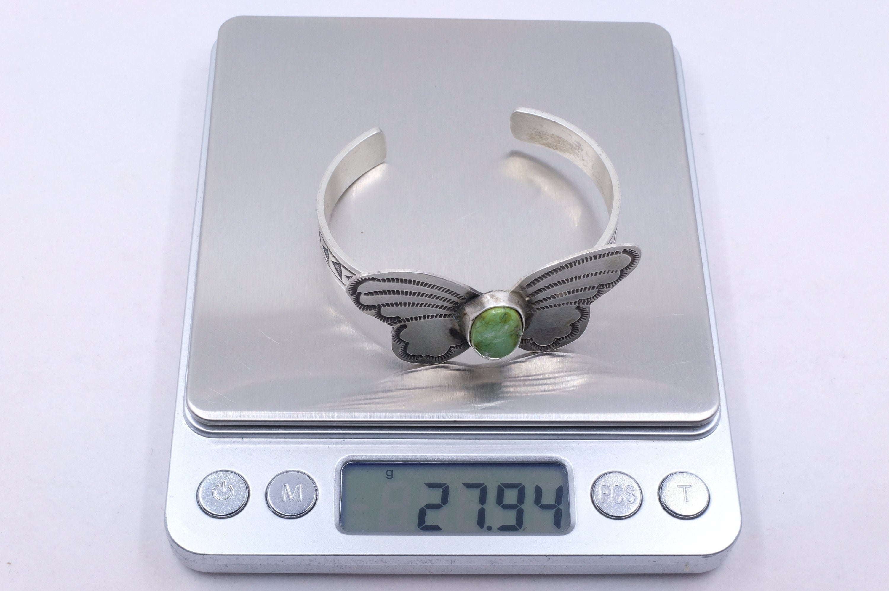 Sterling Silver Sonoran Gold Turquoise Rick Enriquez Navajo Butterfly Cuff Bracelet