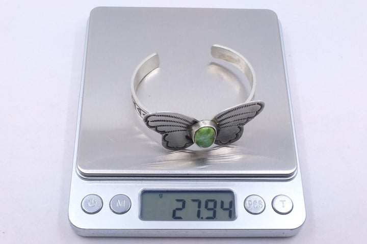 Sterling Silver Sonoran Gold Turquoise Rick Enriquez Navajo Butterfly Cuff Bracelet
