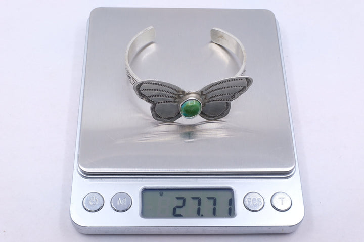 Sterling Silver Sonoran Gold Turquoise Rick Enriquez Navajo Butterfly Cuff Bracelet