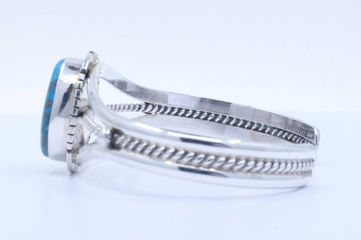 Sterling Silver Kingman Turquoise Samson Edsitty Navajo Cuff Bracelet