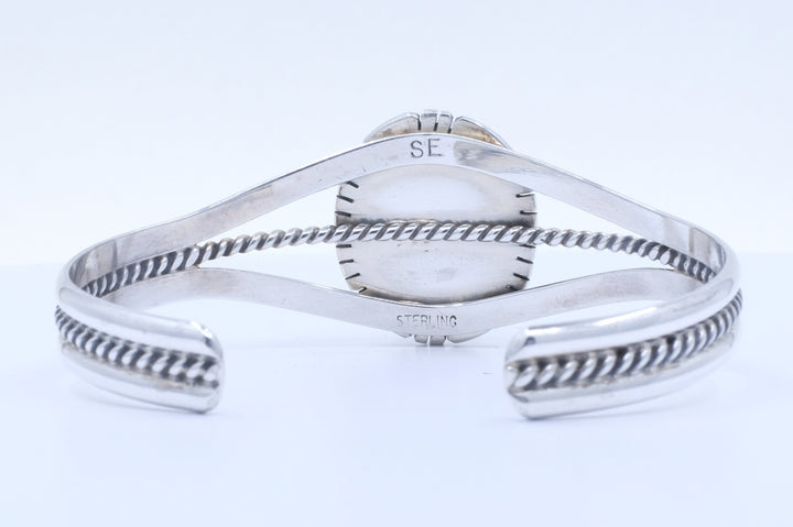 Sterling Silver Kingman Turquoise Samson Edsitty Navajo Cuff Bracelet