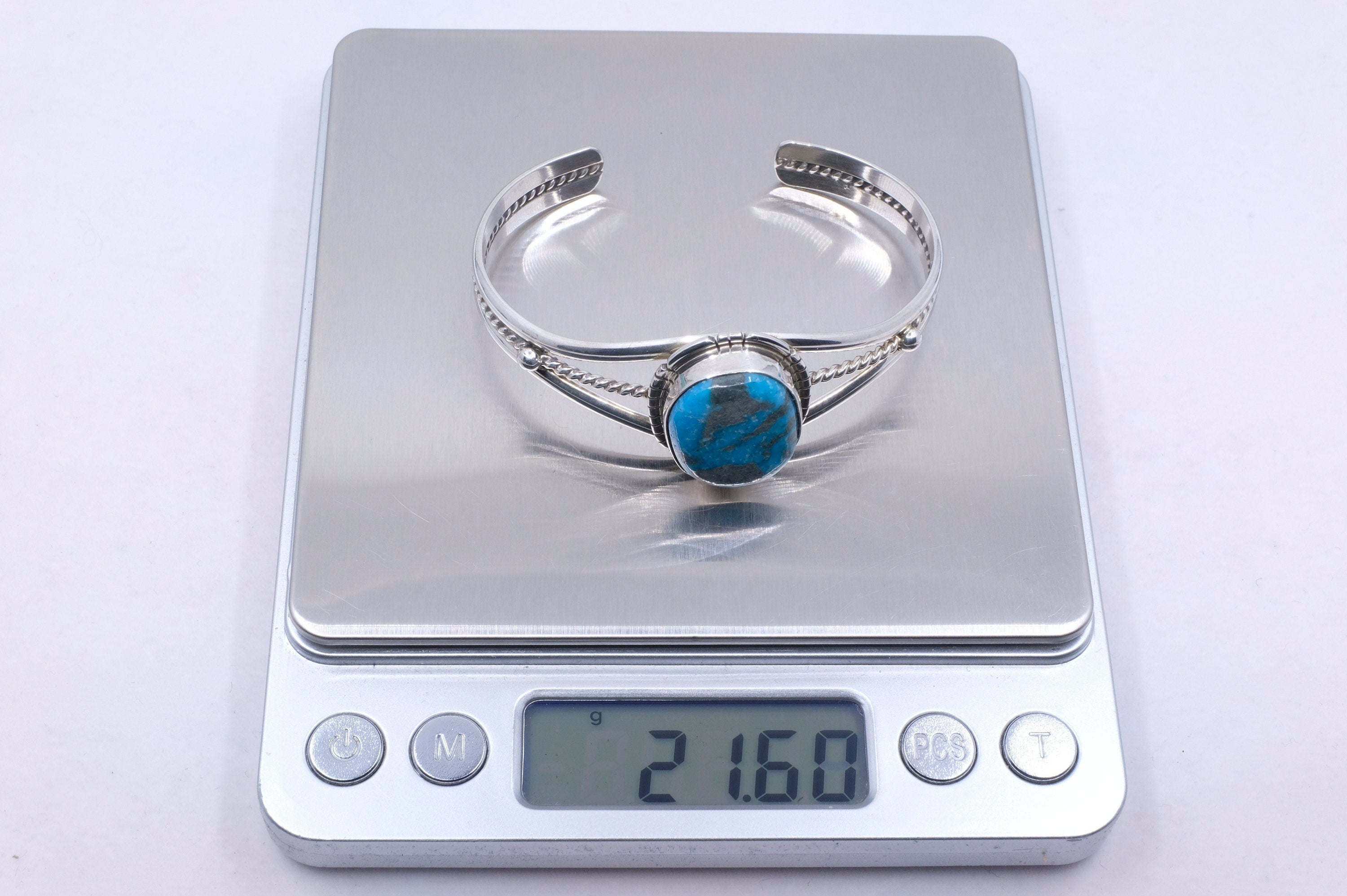 Sterling Silver Kingman Turquoise Samson Edsitty Navajo Cuff Bracelet