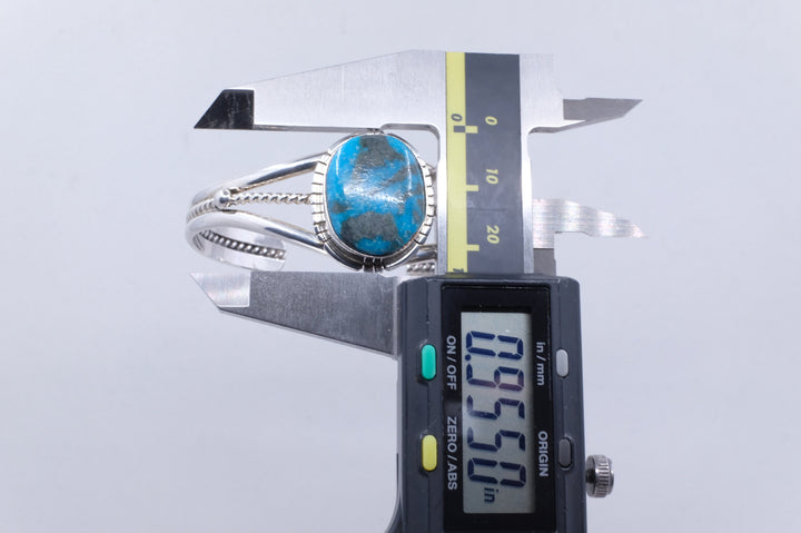 Sterling Silver Kingman Turquoise Samson Edsitty Navajo Cuff Bracelet