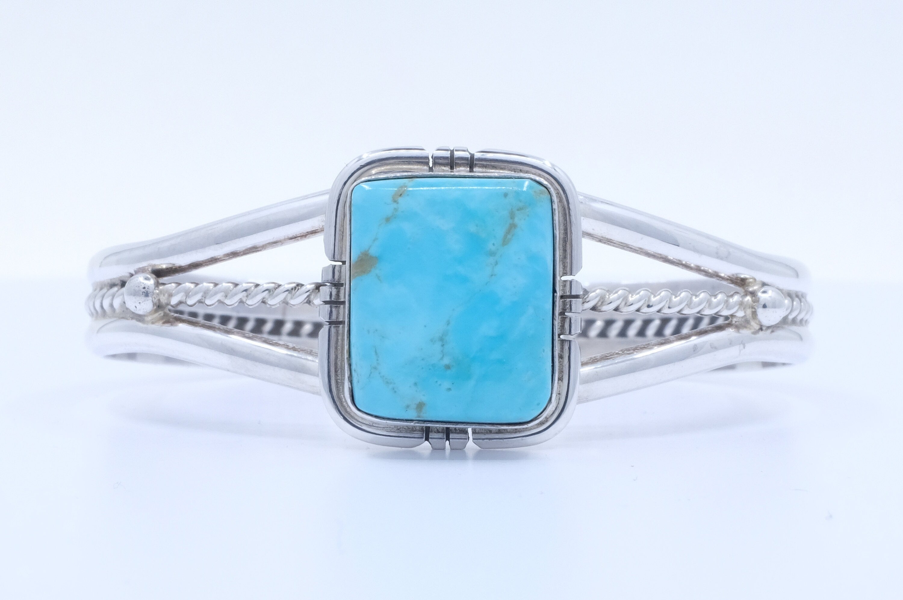 Sterling Silver Kingman Turquoise Samson Edsitty Navajo Cuff Bracelet