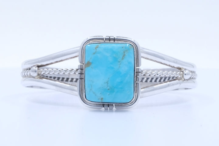 Sterling Silver Kingman Turquoise Samson Edsitty Navajo Cuff Bracelet