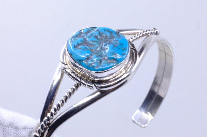 Sterling Silver Turquoise Mary Ann Spencer Navajo Cuff Bracelet
