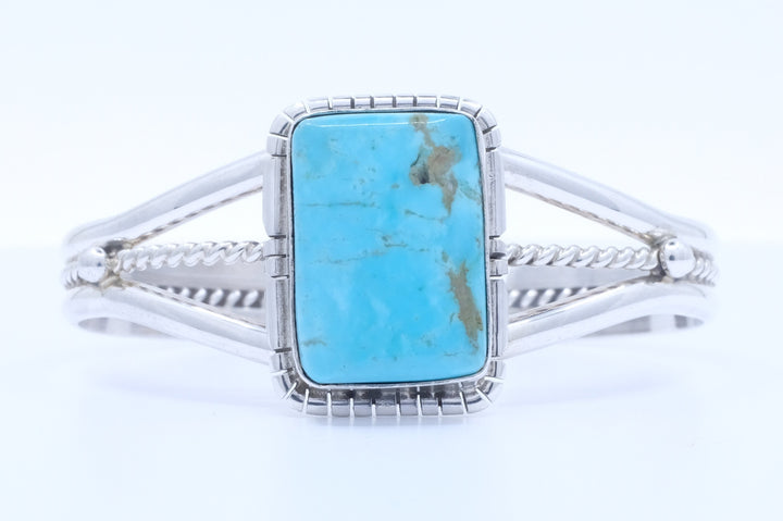 Sterling Silver Kingman Turquoise Samson Edsitty Navajo Cuff Bracelet
