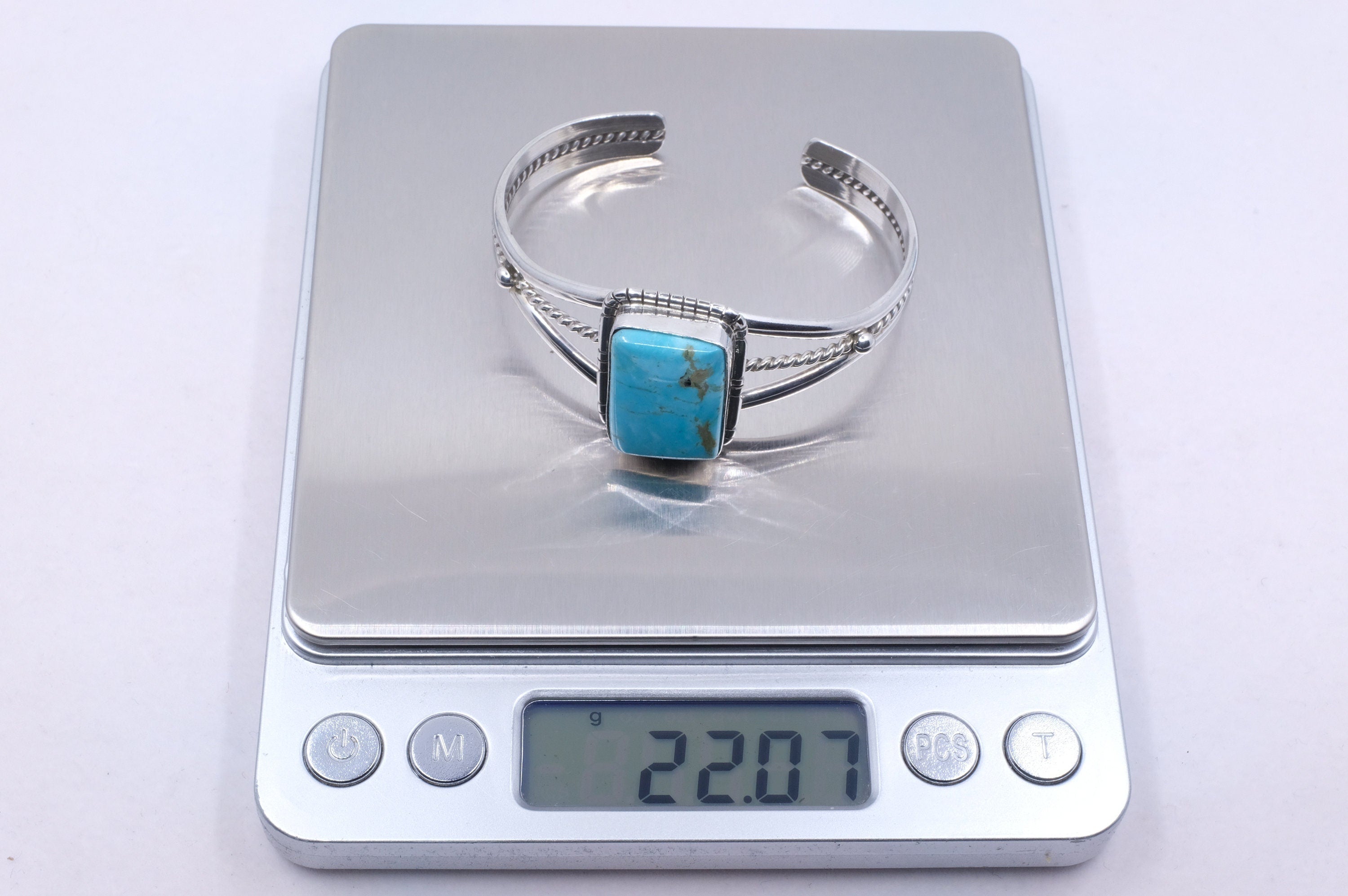 Sterling Silver Kingman Turquoise Samson Edsitty Navajo Cuff Bracelet