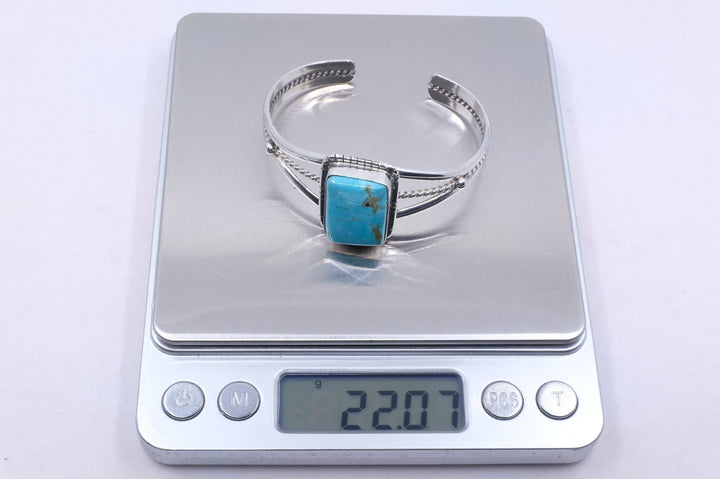 Sterling Silver Kingman Turquoise Samson Edsitty Navajo Cuff Bracelet