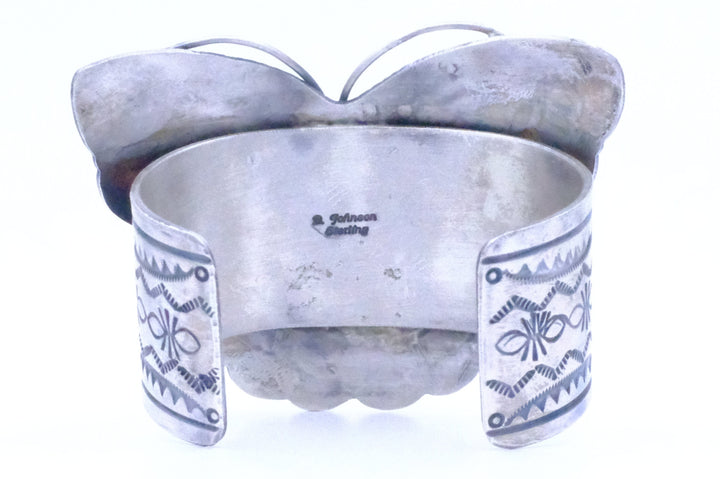 Sterling Silver Kingman Turquoise B. Johnson Navajo Cuff Bracelet