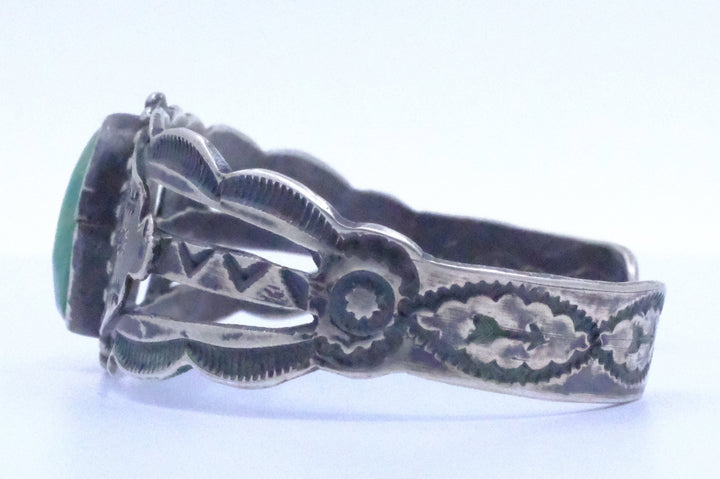Sterling Silver Turquoise Fred Harvey Era Cuff Bracelet