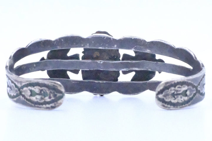 Sterling Silver Turquoise Fred Harvey Era Cuff Bracelet