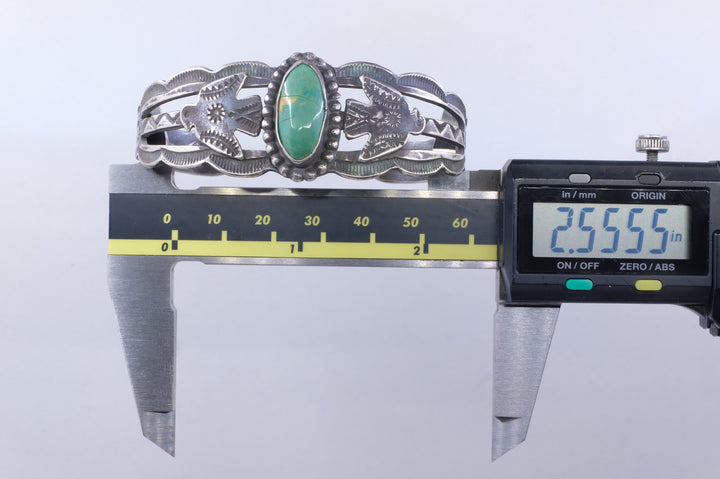 Sterling Silver Turquoise Fred Harvey Era Cuff Bracelet