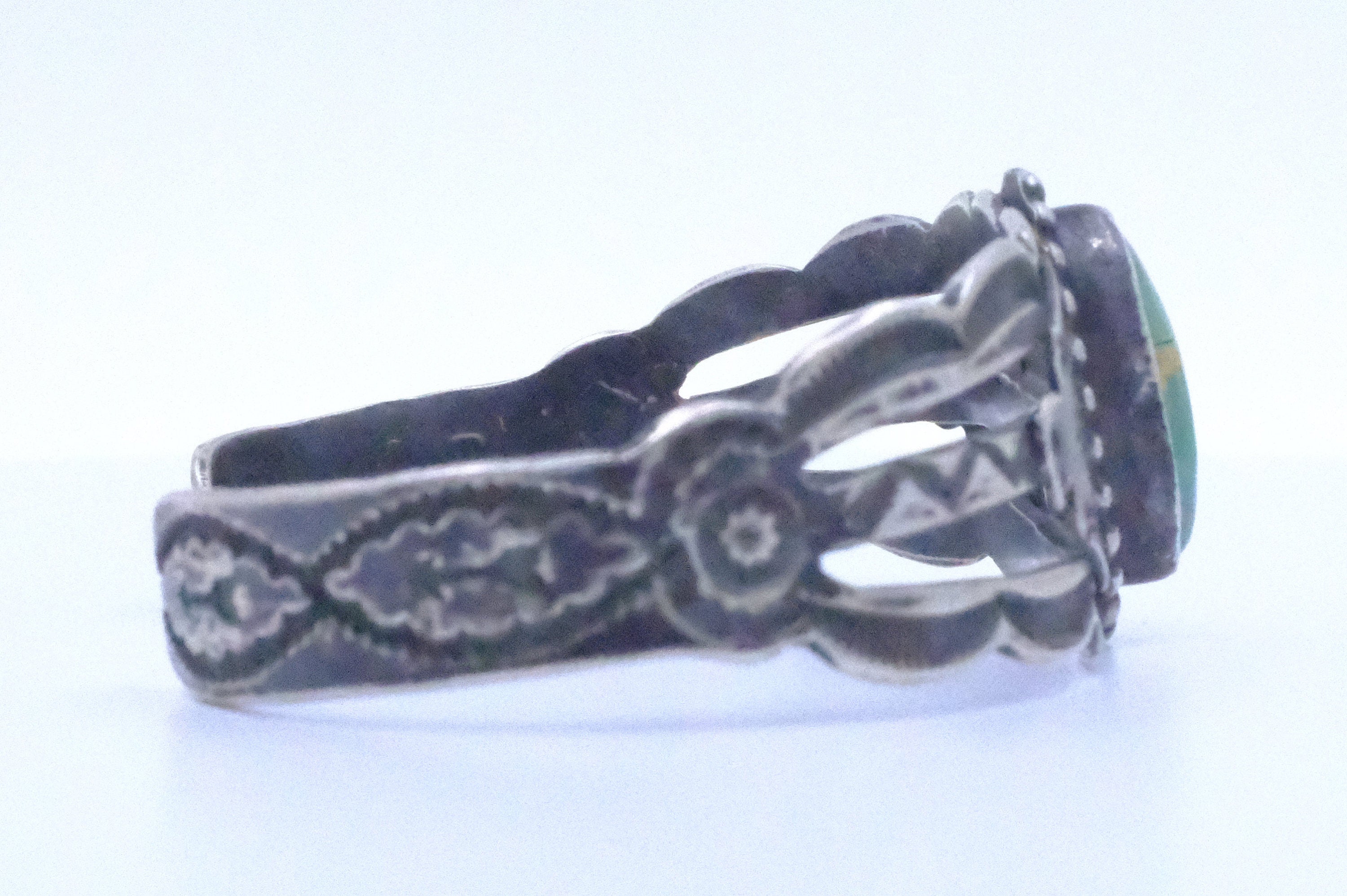 Sterling Silver Turquoise Fred Harvey Era Cuff Bracelet