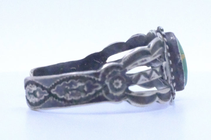 Sterling Silver Turquoise Fred Harvey Era Cuff Bracelet