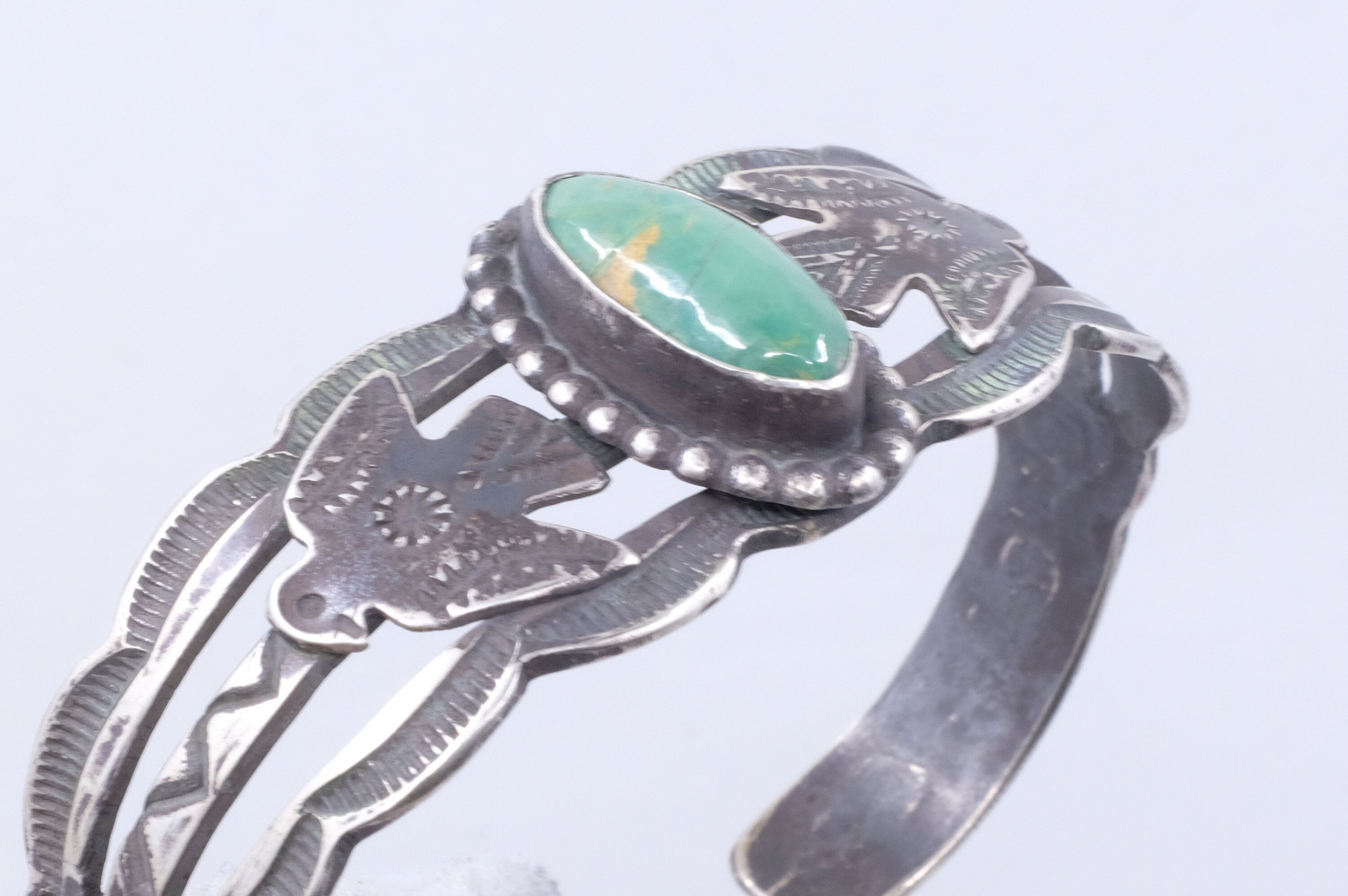 Sterling Silver Turquoise Fred Harvey Era Cuff Bracelet