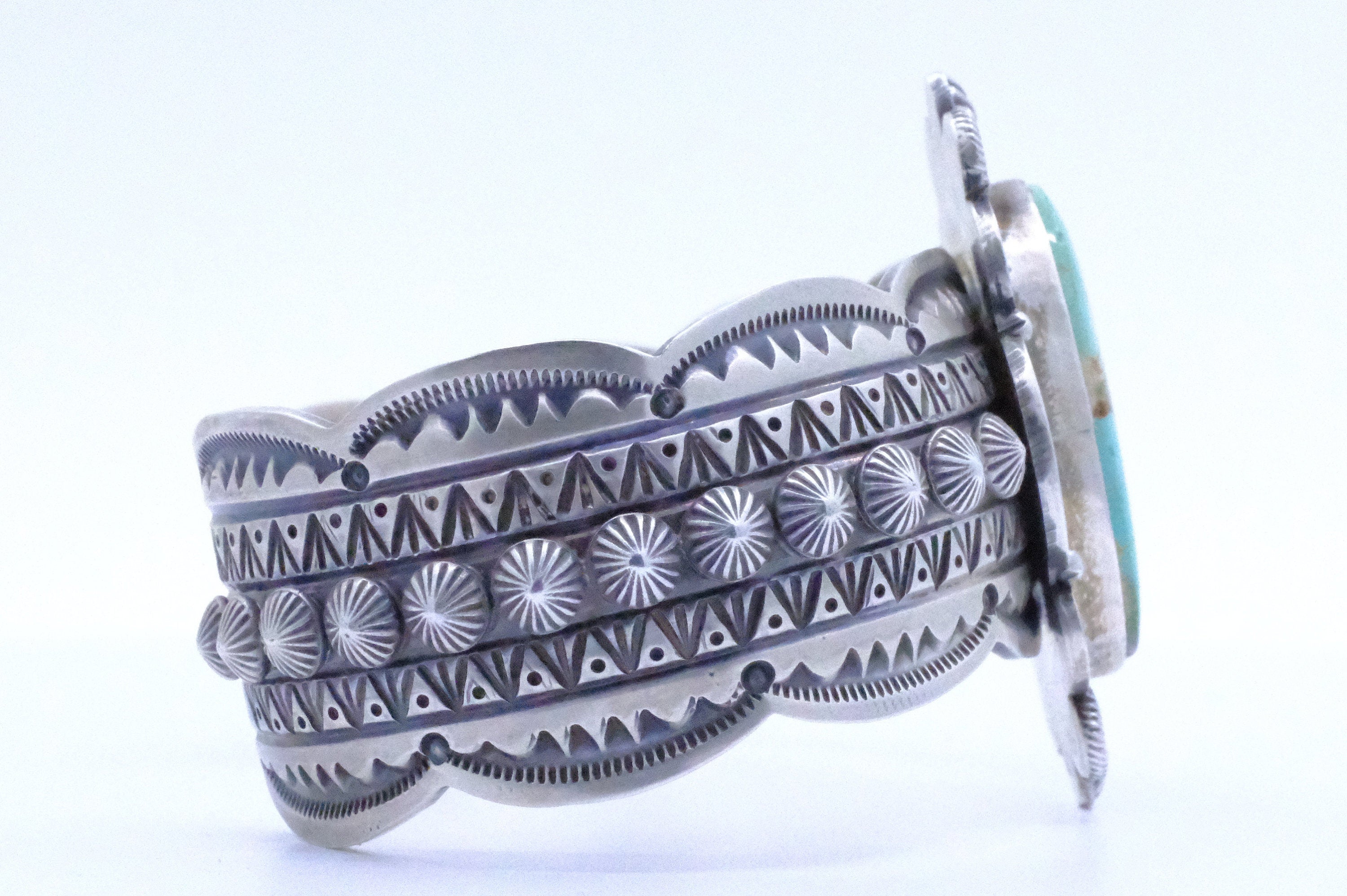 Sterling Silver Royston Turquoise M&R Calladitto Navajo Cuff Bracelet