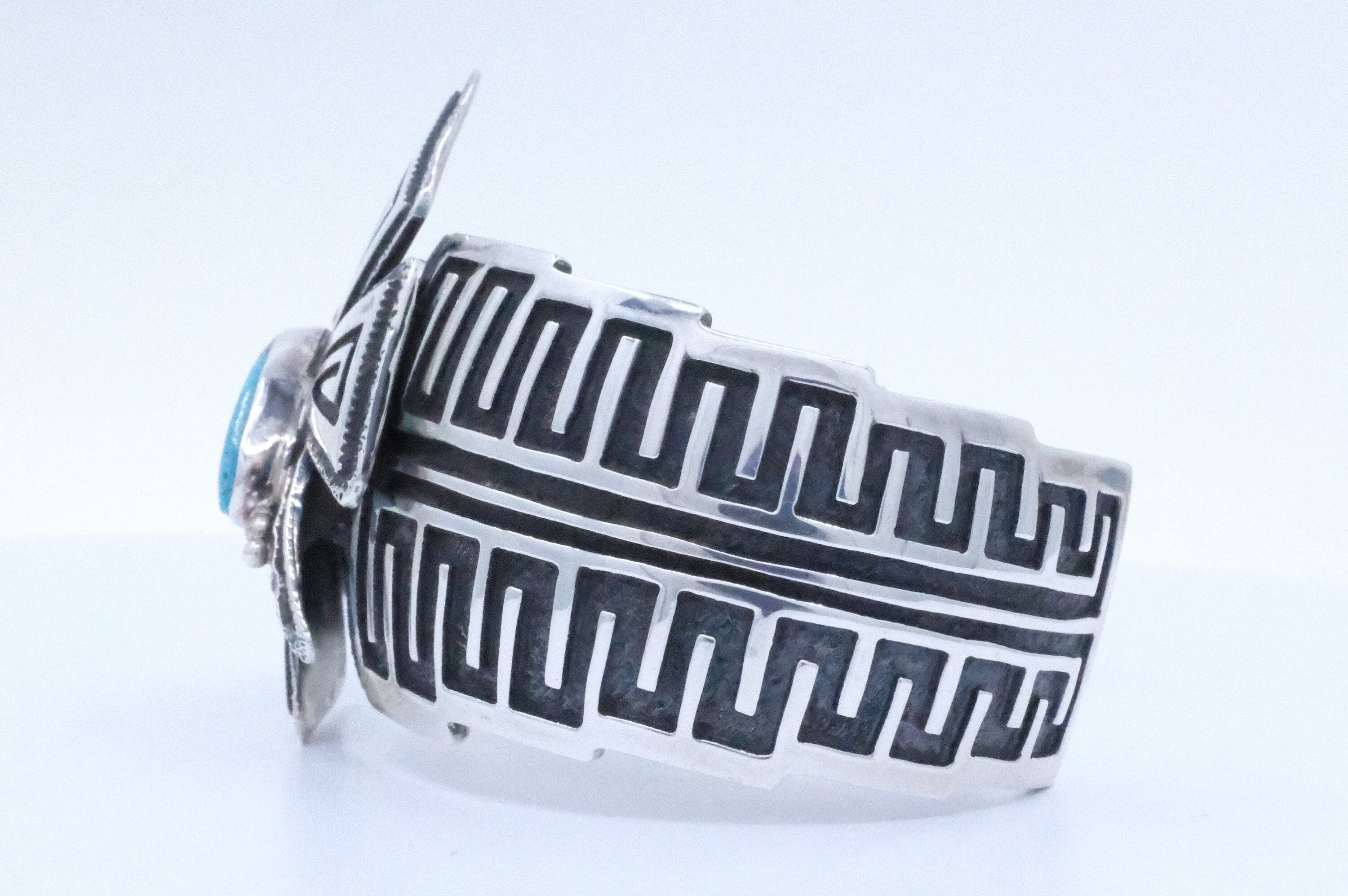 Sterling Silver Turquoise Charles Johnson Navajo Cuff Bracelet