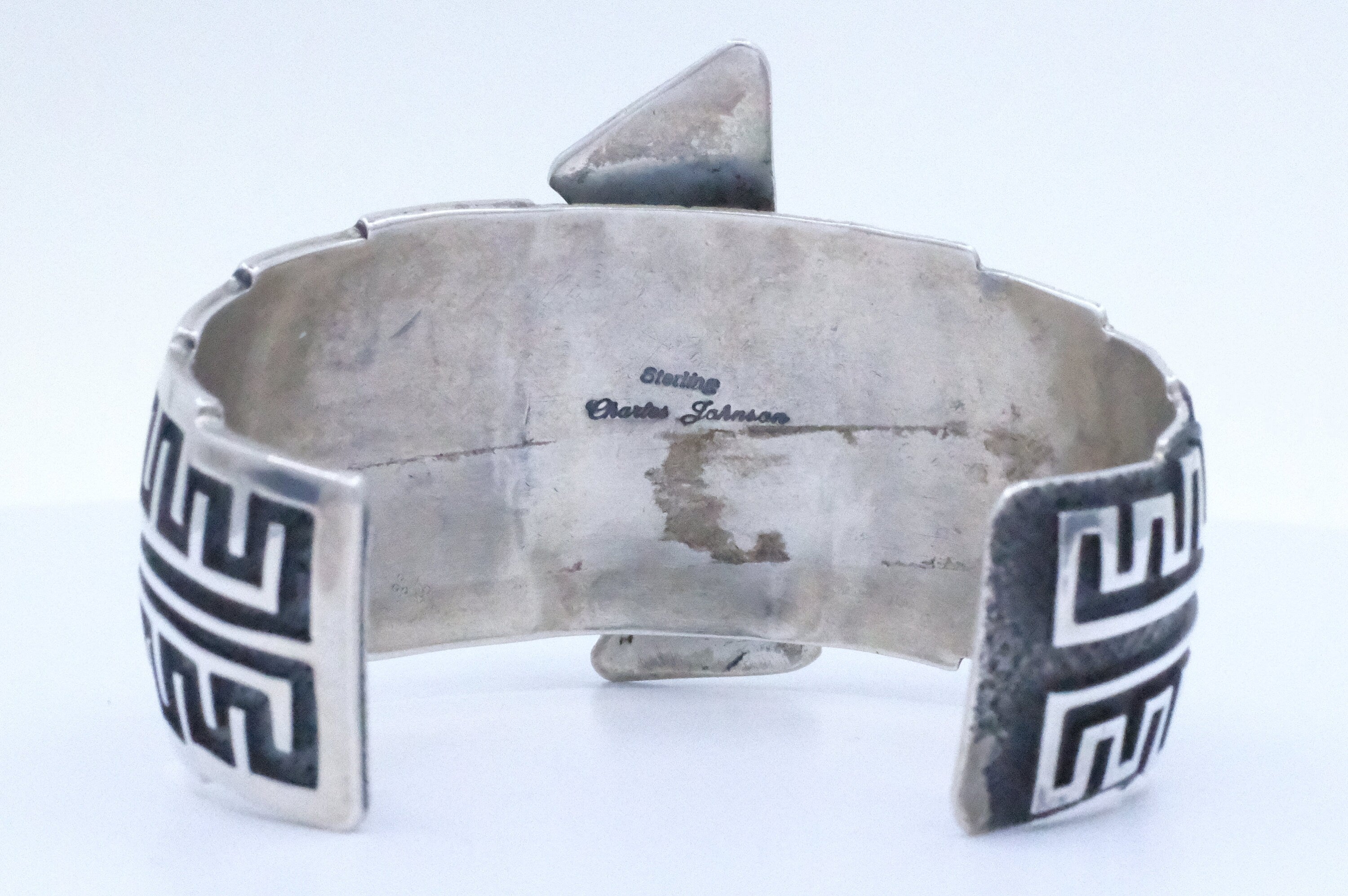Sterling Silver Turquoise Charles Johnson Navajo Cuff Bracelet
