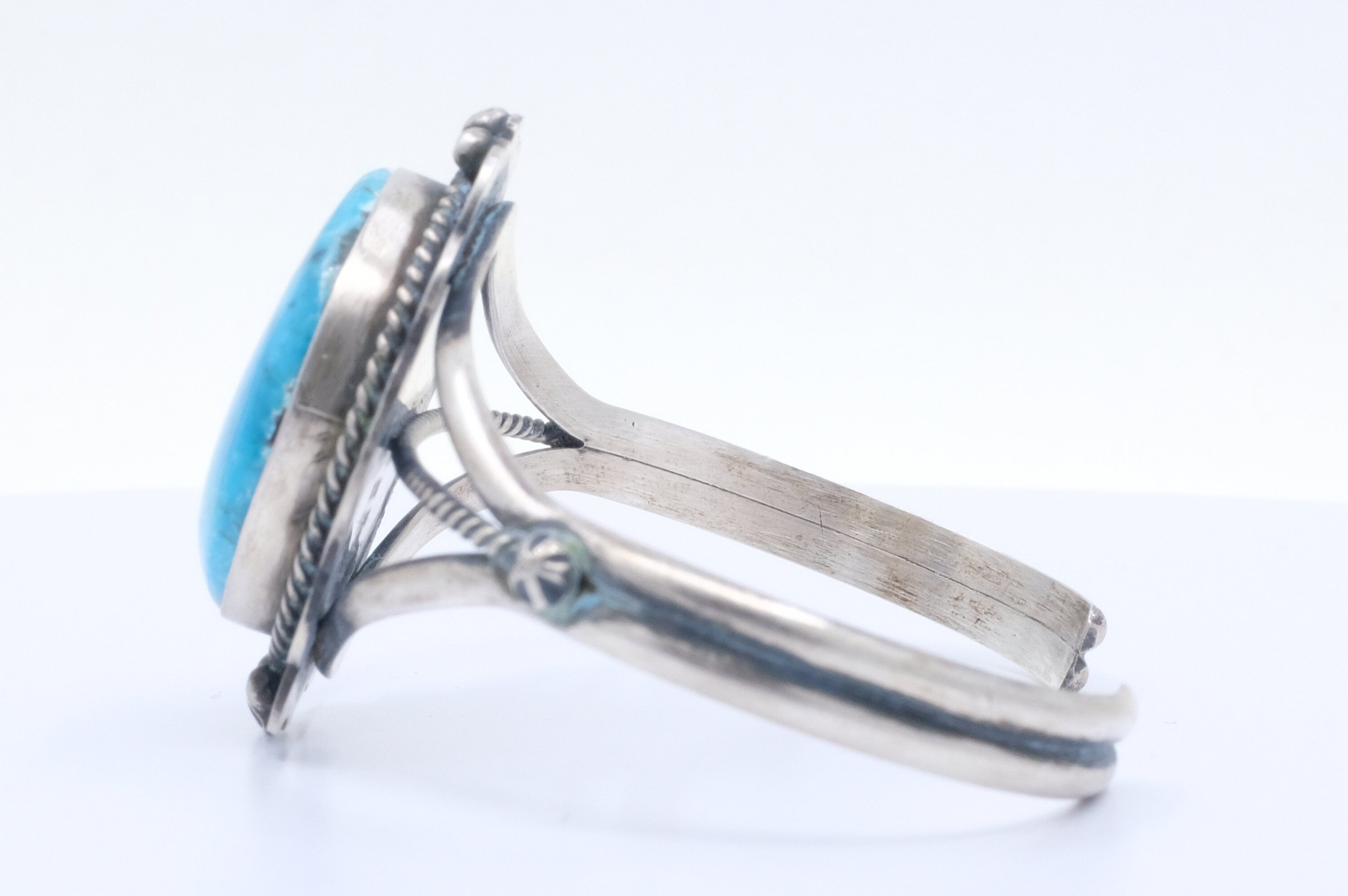 Sterling Silver Turquoise D. Skeets Navajo Cuff Bracelet