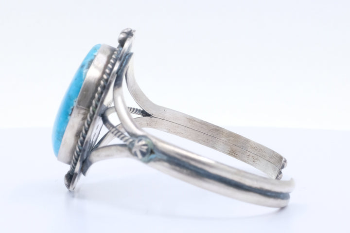 Sterling Silver Turquoise D. Skeets Navajo Cuff Bracelet