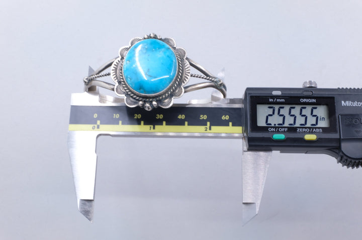 Sterling Silver Turquoise D. Skeets Navajo Cuff Bracelet