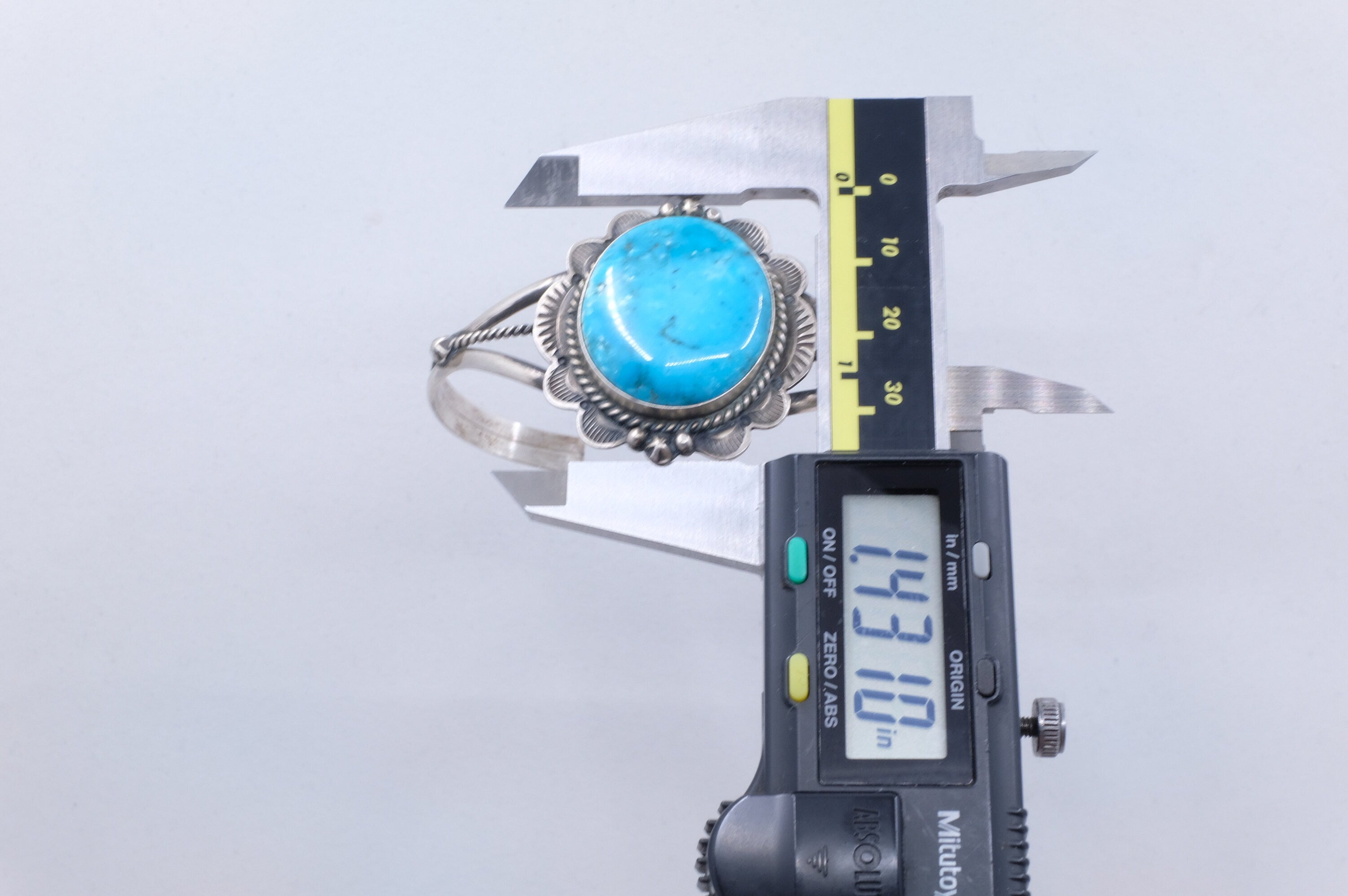 Sterling Silver Turquoise D. Skeets Navajo Cuff Bracelet