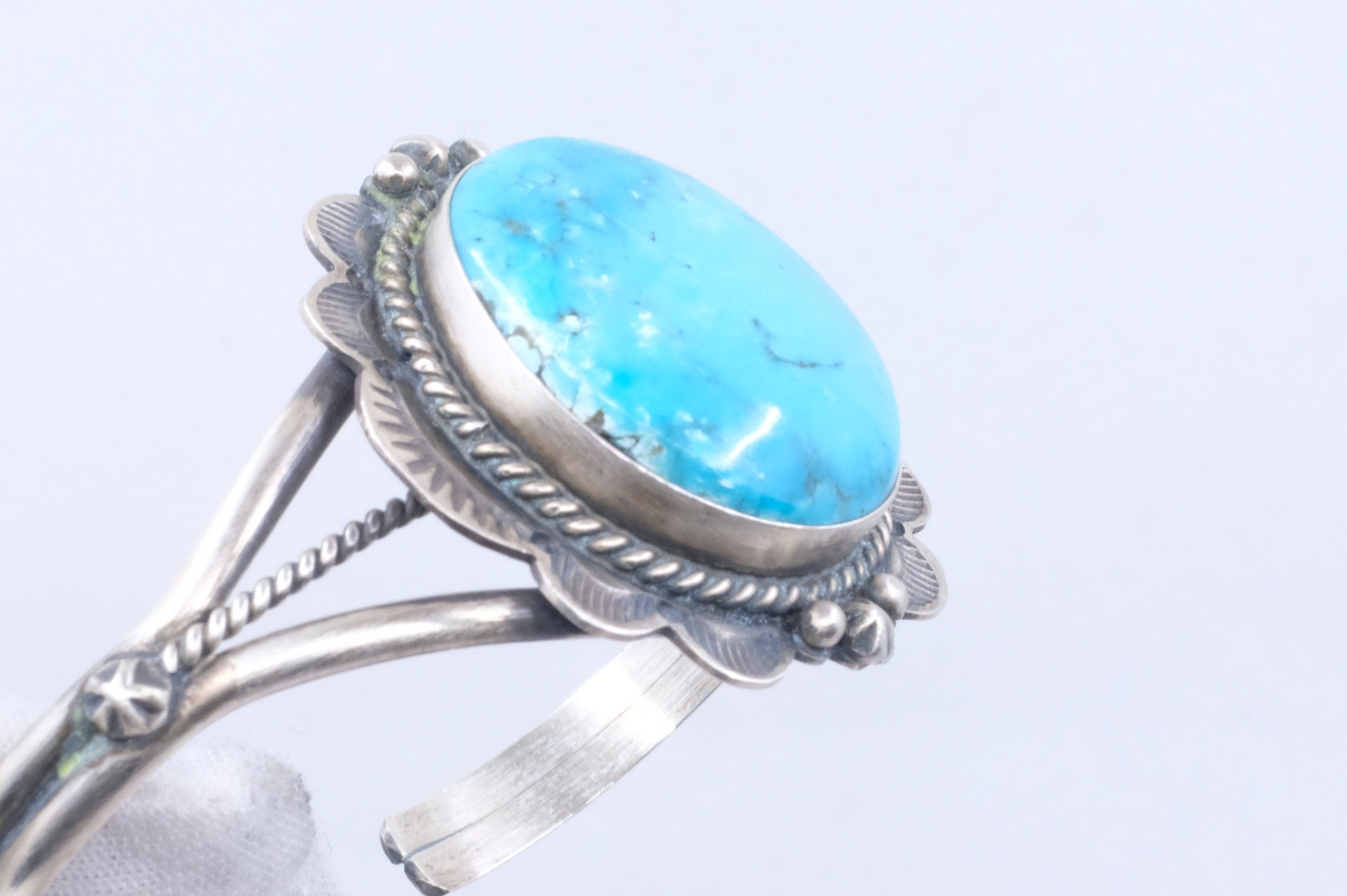 Sterling Silver Turquoise D. Skeets Navajo Cuff Bracelet