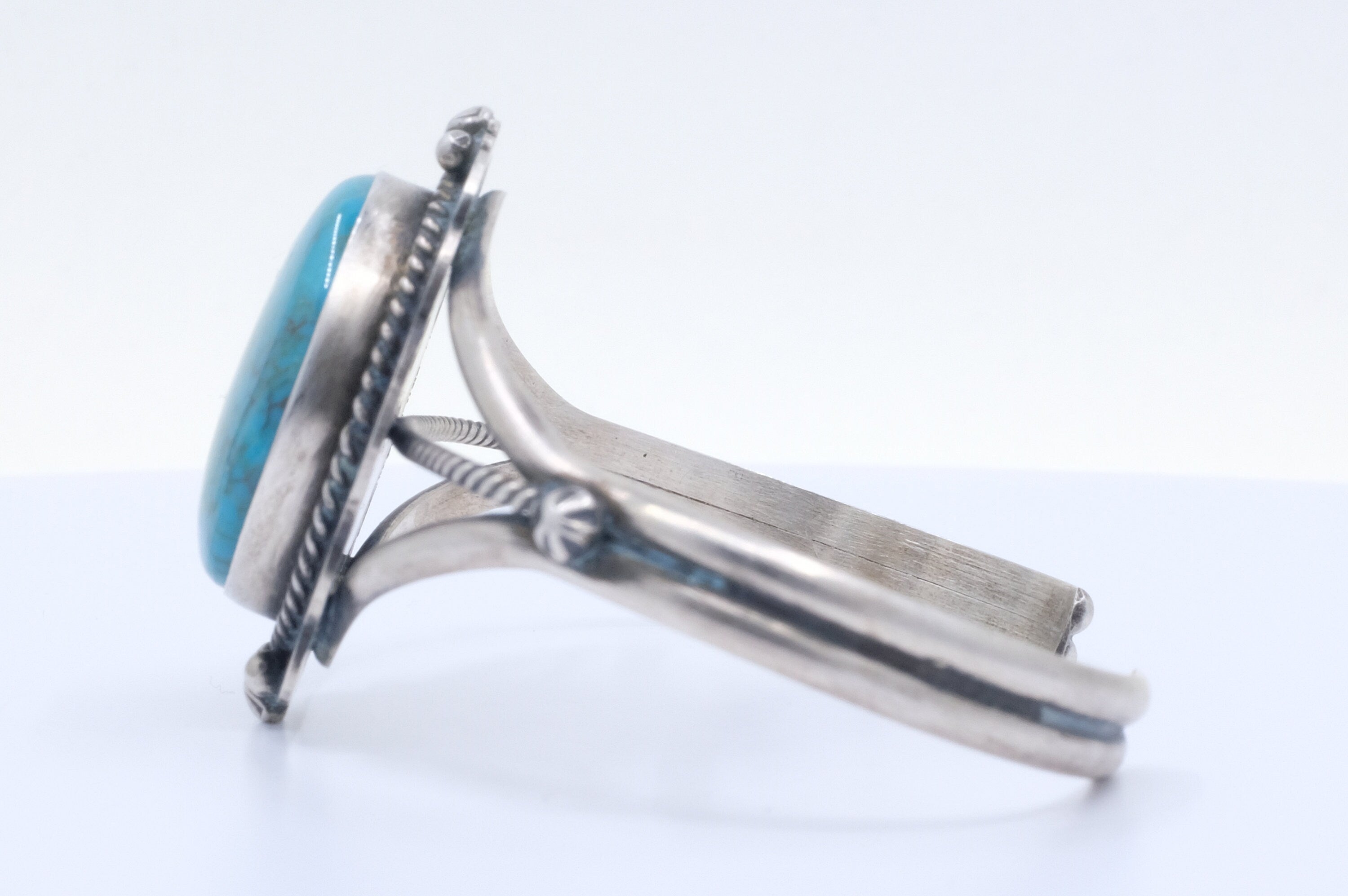 Sterling Silver Turquoise D. Skeets Navajo Cuff Bracelet