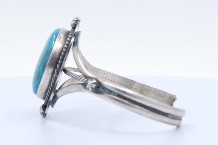 Sterling Silver Turquoise D. Skeets Navajo Cuff Bracelet