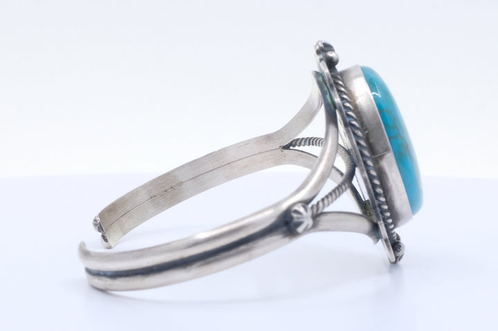 Sterling Silver Turquoise D. Skeets Navajo Cuff Bracelet
