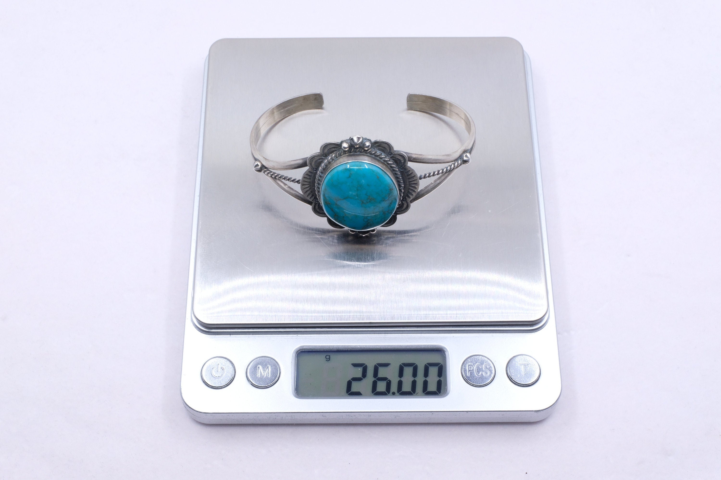 Sterling Silver Turquoise D. Skeets Navajo Cuff Bracelet