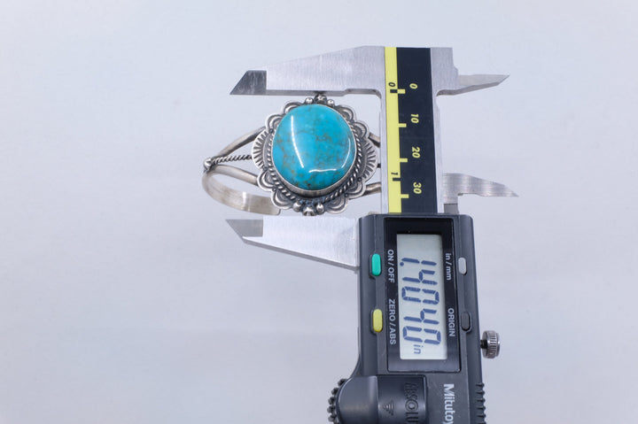 Sterling Silver Turquoise D. Skeets Navajo Cuff Bracelet