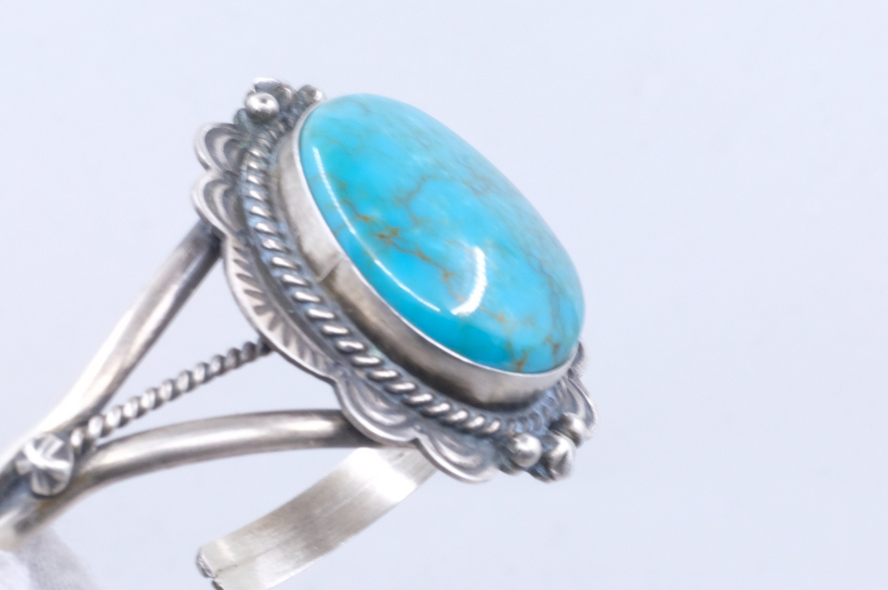 Sterling Silver Turquoise D. Skeets Navajo Cuff Bracelet