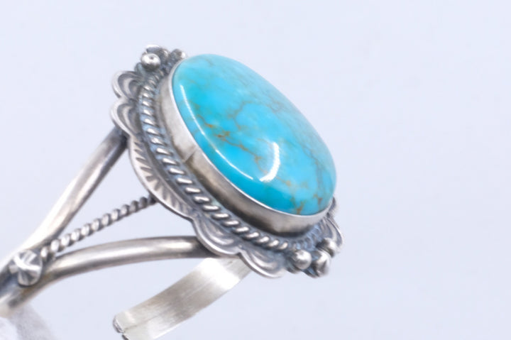 Sterling Silver Turquoise D. Skeets Navajo Cuff Bracelet