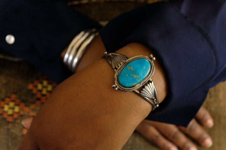 Sterling Silver Turquoise Navajo Cuff Bracelet