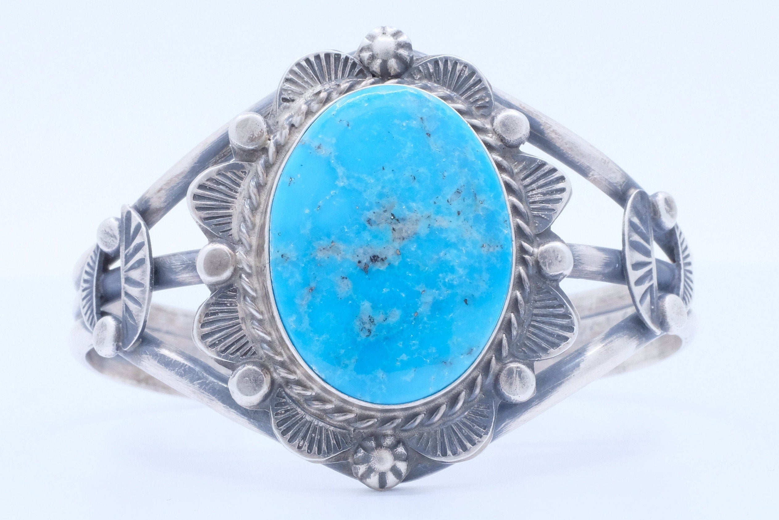 Sterling Silver Turquoise Betta Lee Navajo Cuff Bracelet