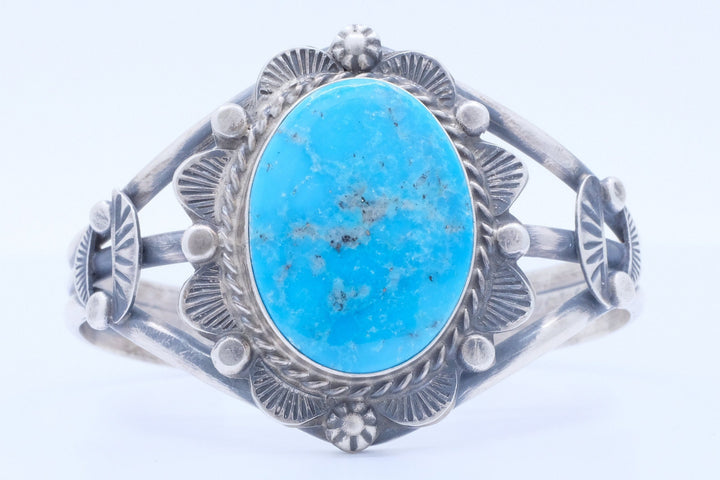Sterling Silver Turquoise Betta Lee Navajo Cuff Bracelet