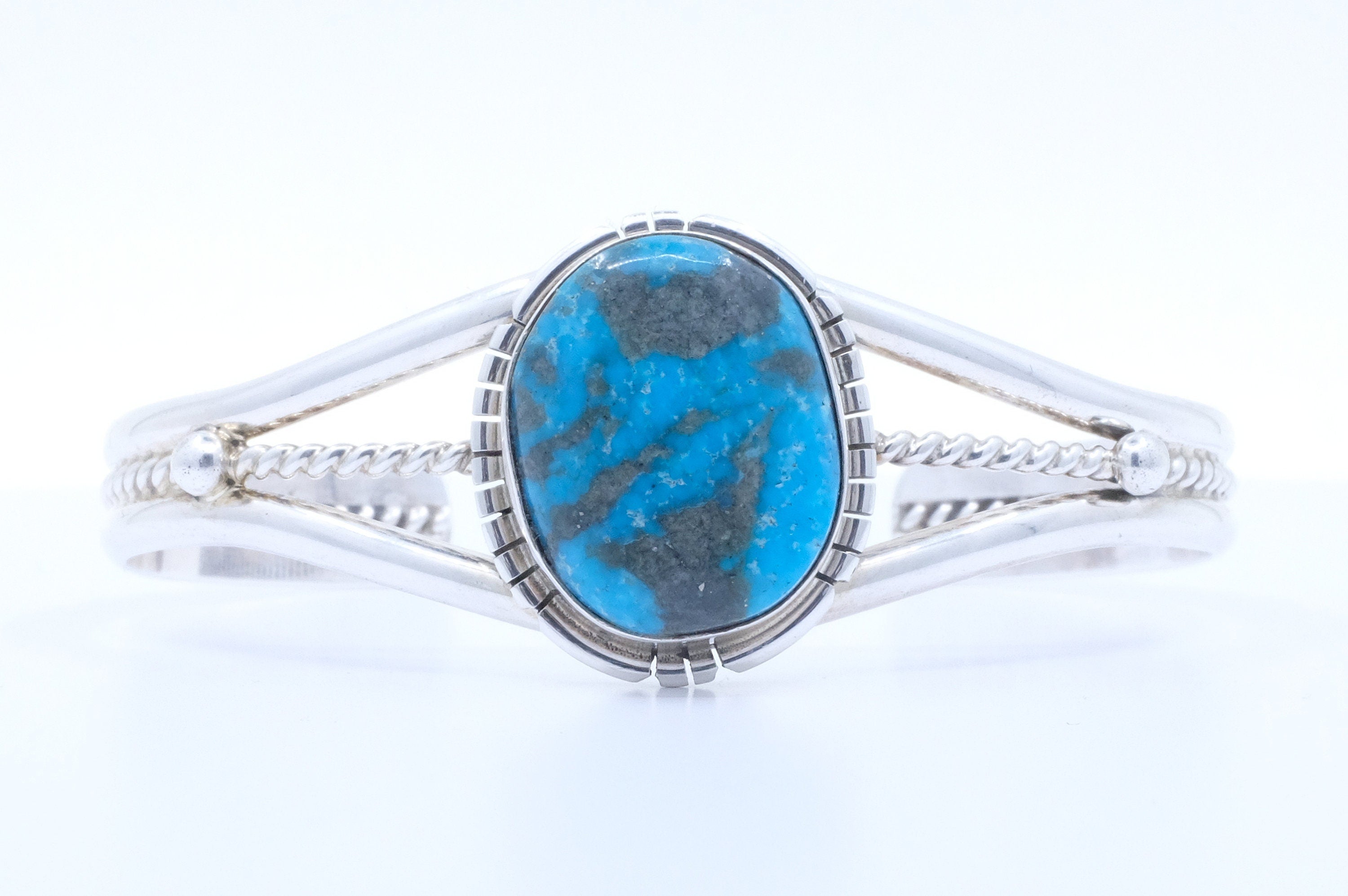 Sterling Silver Kingman Turquoise Samson Edsitty Navajo Cuff Bracelet
