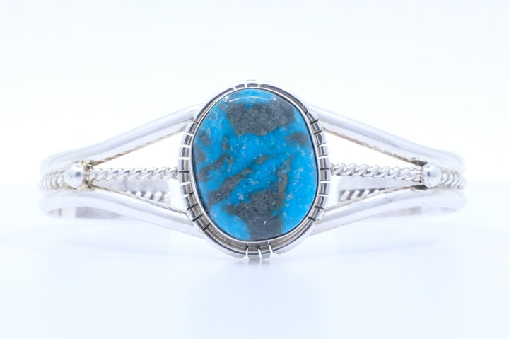 Sterling Silver Kingman Turquoise Samson Edsitty Navajo Cuff Bracelet