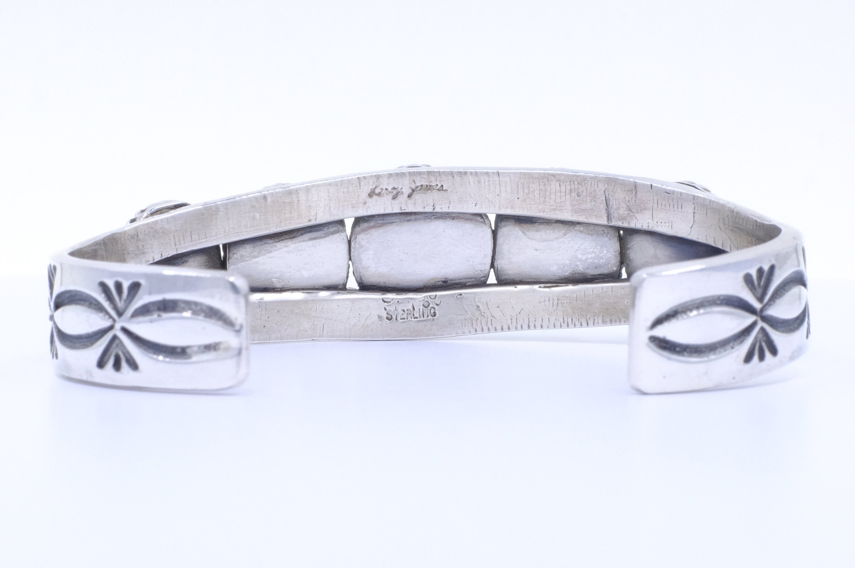Sterling Silver Stormy Mountain Turquoise Leroy James Navajo Cuff Bracelet