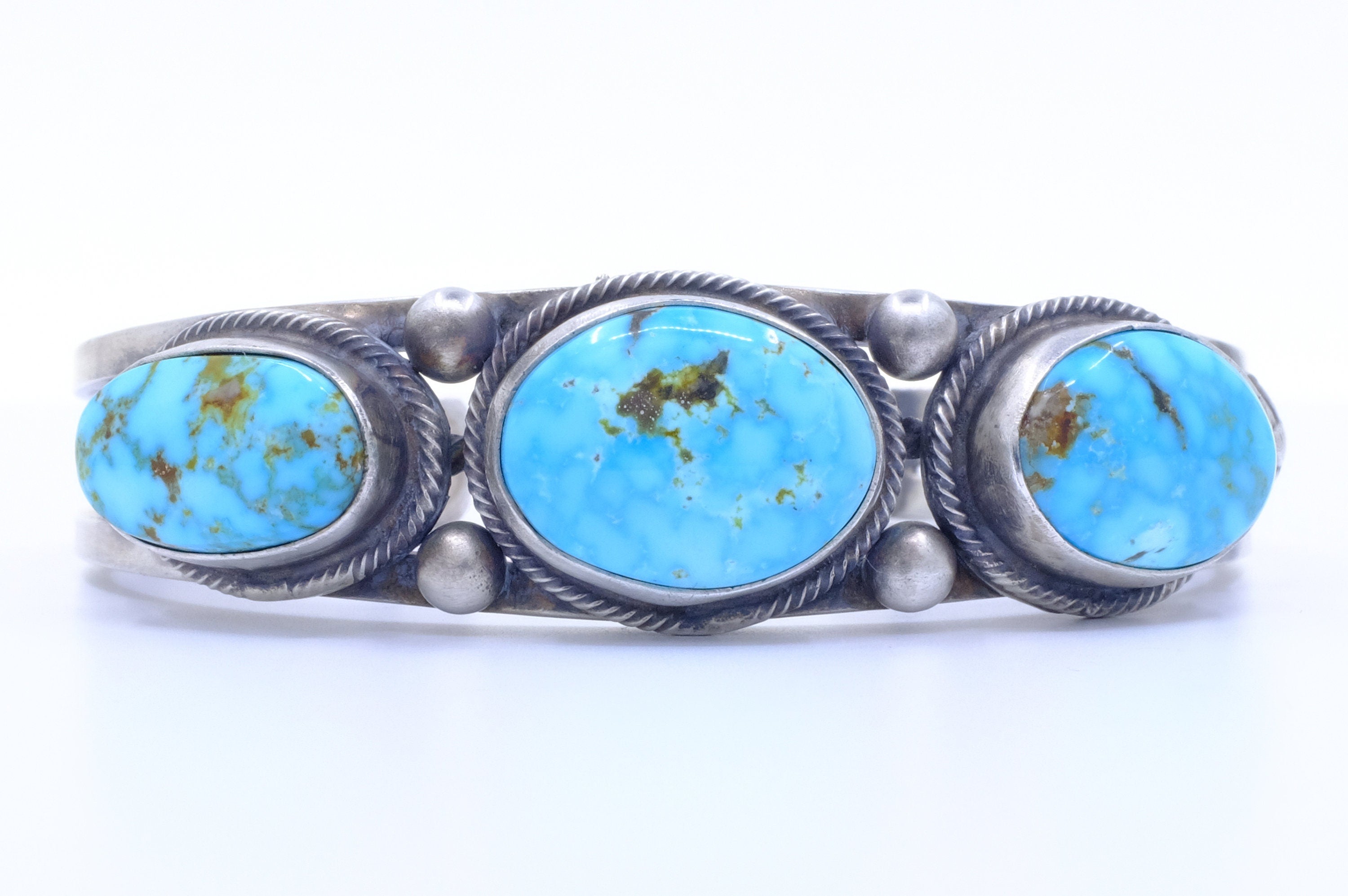 Sterling Silver Kingman Turquoise Kathleen Chavez Navajo Cuff Bracelet