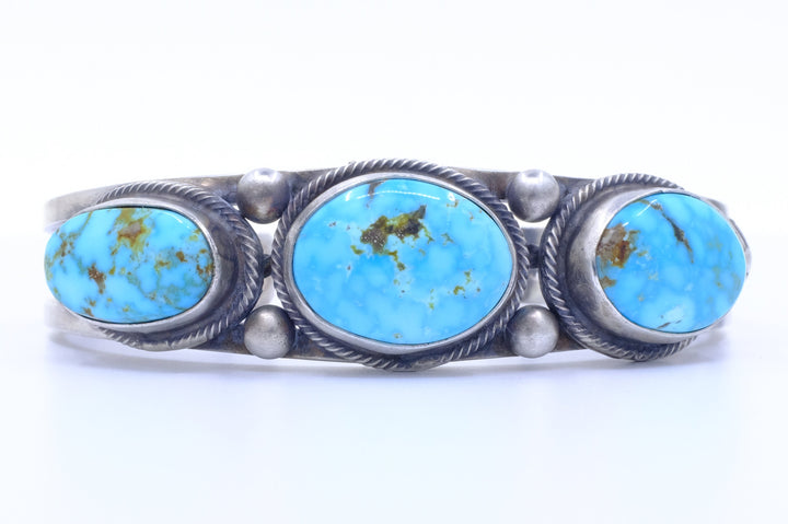 Sterling Silver Kingman Turquoise Kathleen Chavez Navajo Cuff Bracelet