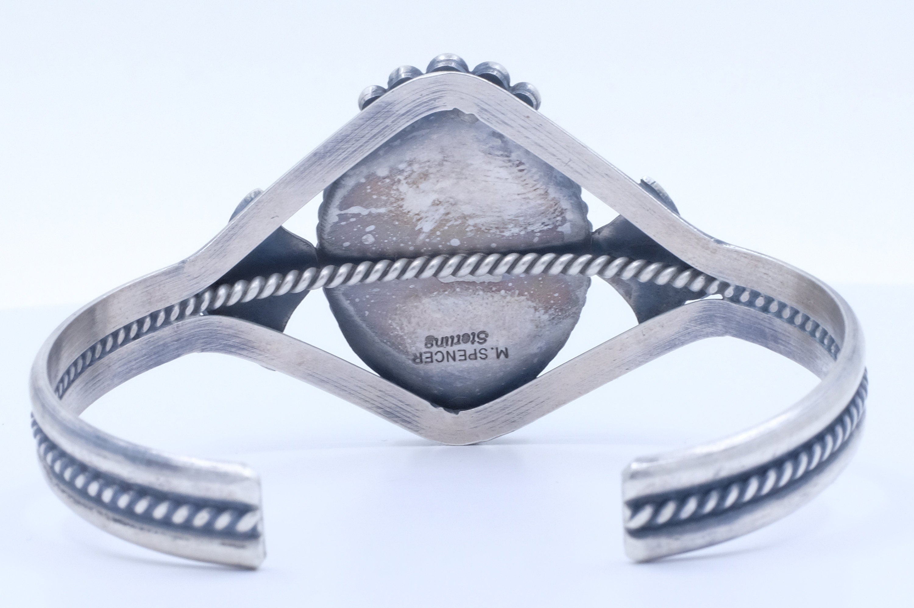 Sterling Silver Turquoise Mary Ann Spencer Navajo Cuff Bracelet