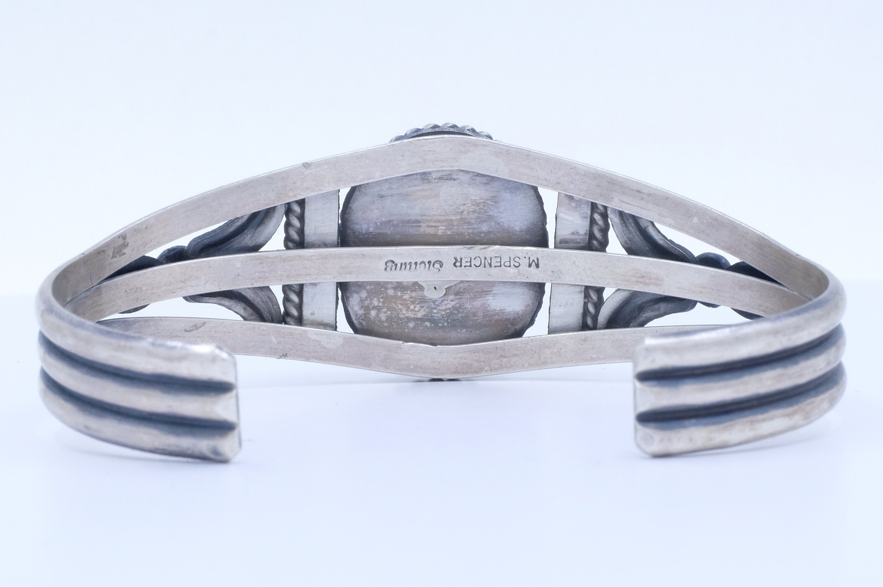 Sterling Silver Kingman Turquoise Mary Ann Spencer Navajo Cuff Bracelet